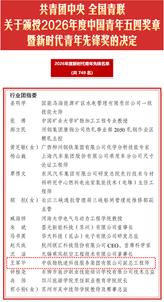 中国物流青年王军平荣获新时代青年先锋奖